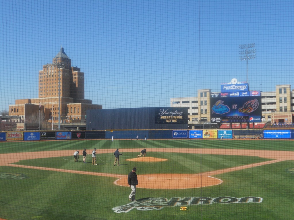 View from home plate, Akron, April 16, 2014