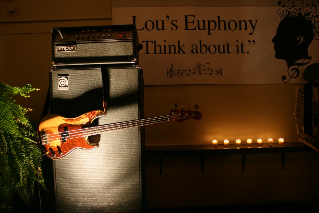 Lou's worldly bass, Nov. 9, 2014 (Photo by Rene' Greblo)