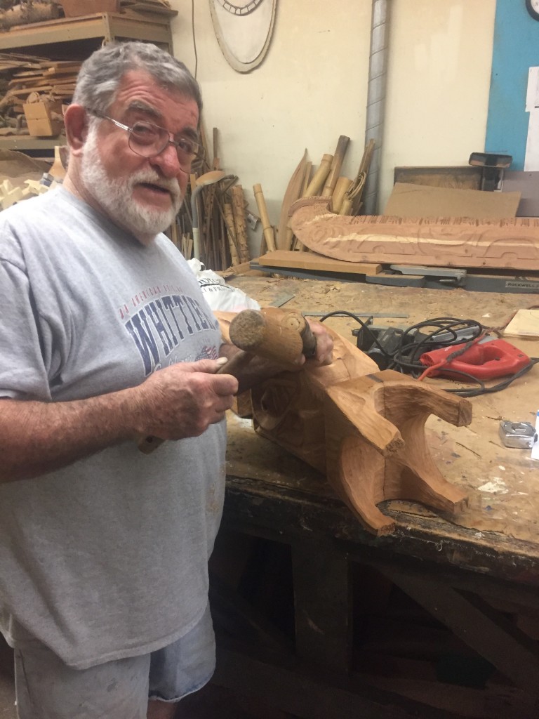 LeRoy Schmaltz, still carving at 81 (D. Hoekstra photo)