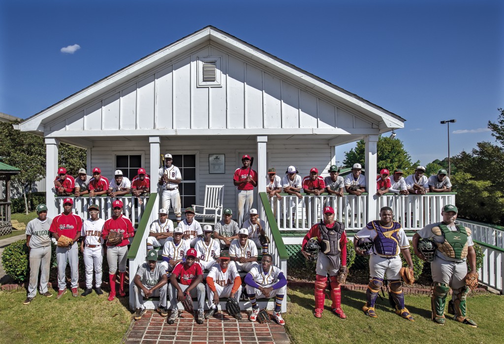 Hank Aaron's childhood home, Mobile, Ala: This image shows the reverence coaches and players from four historically African-American high schools have for Hank Aaron. Photographer Jean Fruth left Hank's rocking chair on the porch empty, out of respect. The home is now located next to the Mobile BayBears Ball Park and has become a museum. (Courtesy of Jean Fruth).