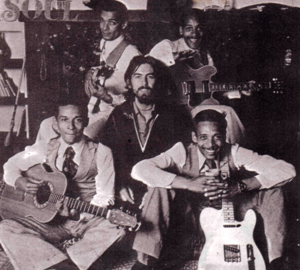 The Stairsteps with George Harrison (From left: Keni and James Burke; George and Dennis and Clarence, Jr. (Courtesy of Keni Burke)