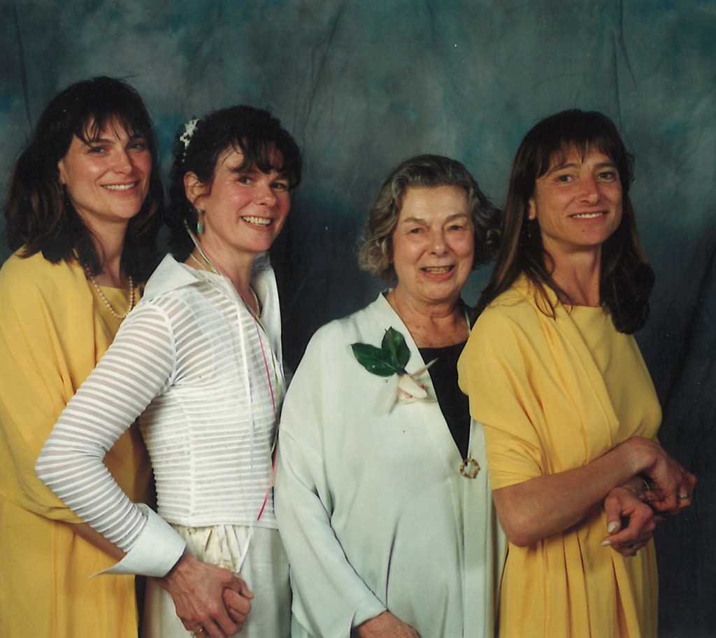 From L to R, Julie, Marya, Mary Frances and Lisa Veeck at Marya's wedding (Courtesy of the Veeck family.)