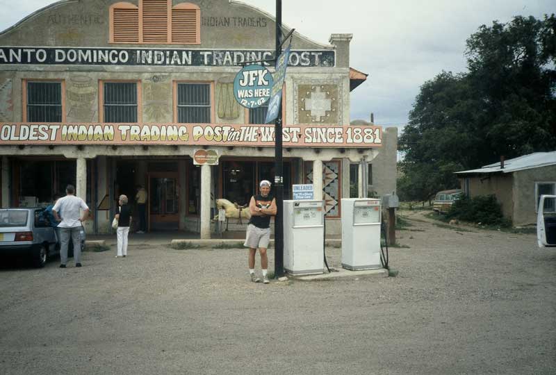 The road to find out & Larry King radio. 1991. The author at Santo Domingo Pueblo, N.M.